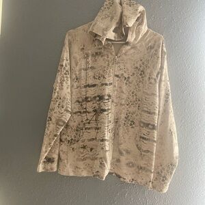 Chico's Cream Knit Top giraffe and monkey print Size 2